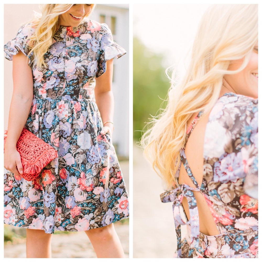 Rebecca Taylor Floral Tie Back Dress